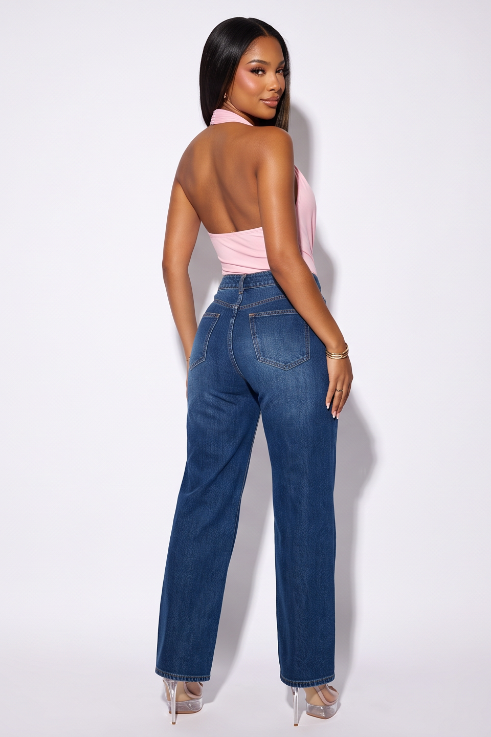 Alessia O Ring Cowl Neck Halter Bodysuit