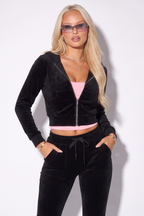 Alexis Zip Front Velour Tracksuit Two Piece Pant Set