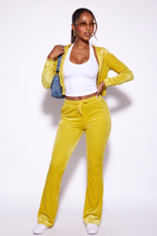 Alexis Zip Front Velour Tracksuit Two Piece Pant Set