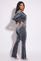 Alexis Zip Front Velour Tracksuit Two Piece Pant Set