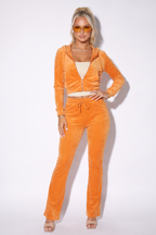 Alexis Zip Front Velour Tracksuit Two Piece Pant Set