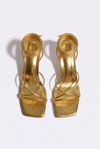 Amara Square Toe Lace Up Kitten Heel Sandals