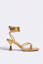 Amara Square Toe Lace Up Kitten Heel Sandals