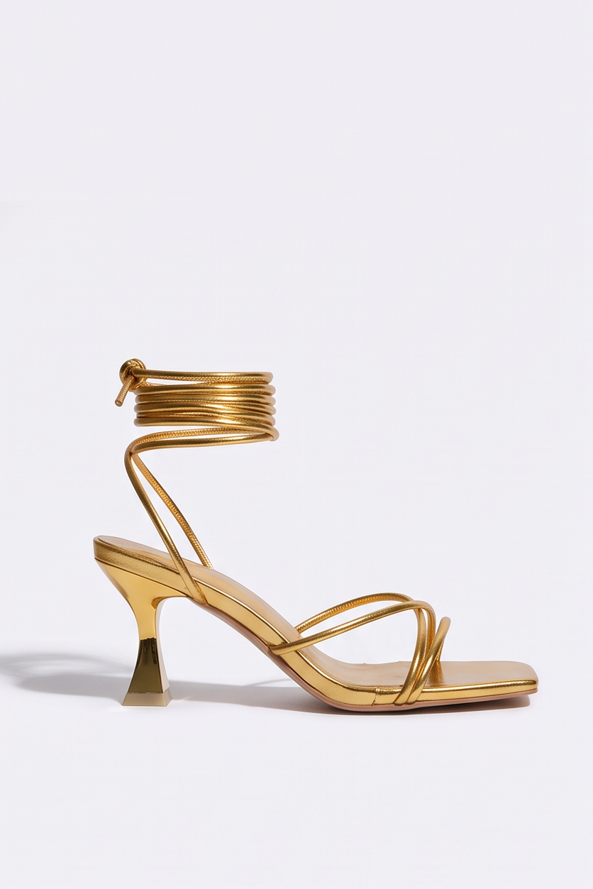 Amara Square Toe Lace Up Kitten Heel Sandals