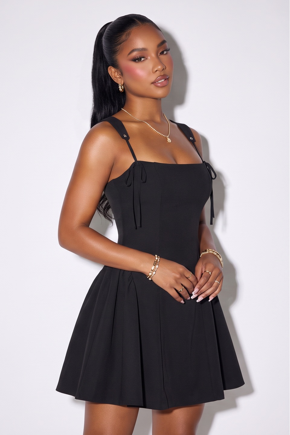 Audrey Lace Up Corset Waist Mini Dress