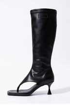 Azra Open Toe Thong Strap Kitten Heel Knee High Boots