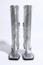 Azra Open Toe Thong Strap Kitten Heel Knee High Boots
