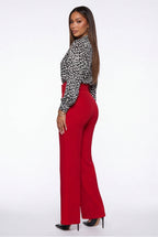 Nina Buckle Belt Flare Leg High Waisted Pants