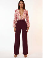 Nina Buckle Belt Flare Leg High Waisted Pants