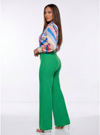 Nina Buckle Belt Flare Leg High Waisted Pants