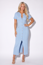 Candice Button Front Pointelle Knit Maxi Dress