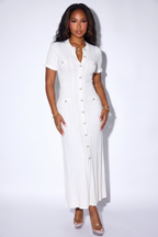 Candice Button Front Pointelle Knit Maxi Dress