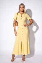 Candice Button Front Pointelle Knit Maxi Dress