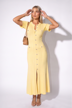 Candice Button Front Pointelle Knit Maxi Dress