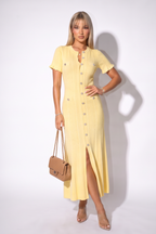 Candice Button Front Pointelle Knit Maxi Dress