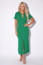 Candice Button Front Pointelle Knit Maxi Dress