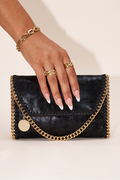 Cleo Faux Suede Chain Trim Crossbody Bag