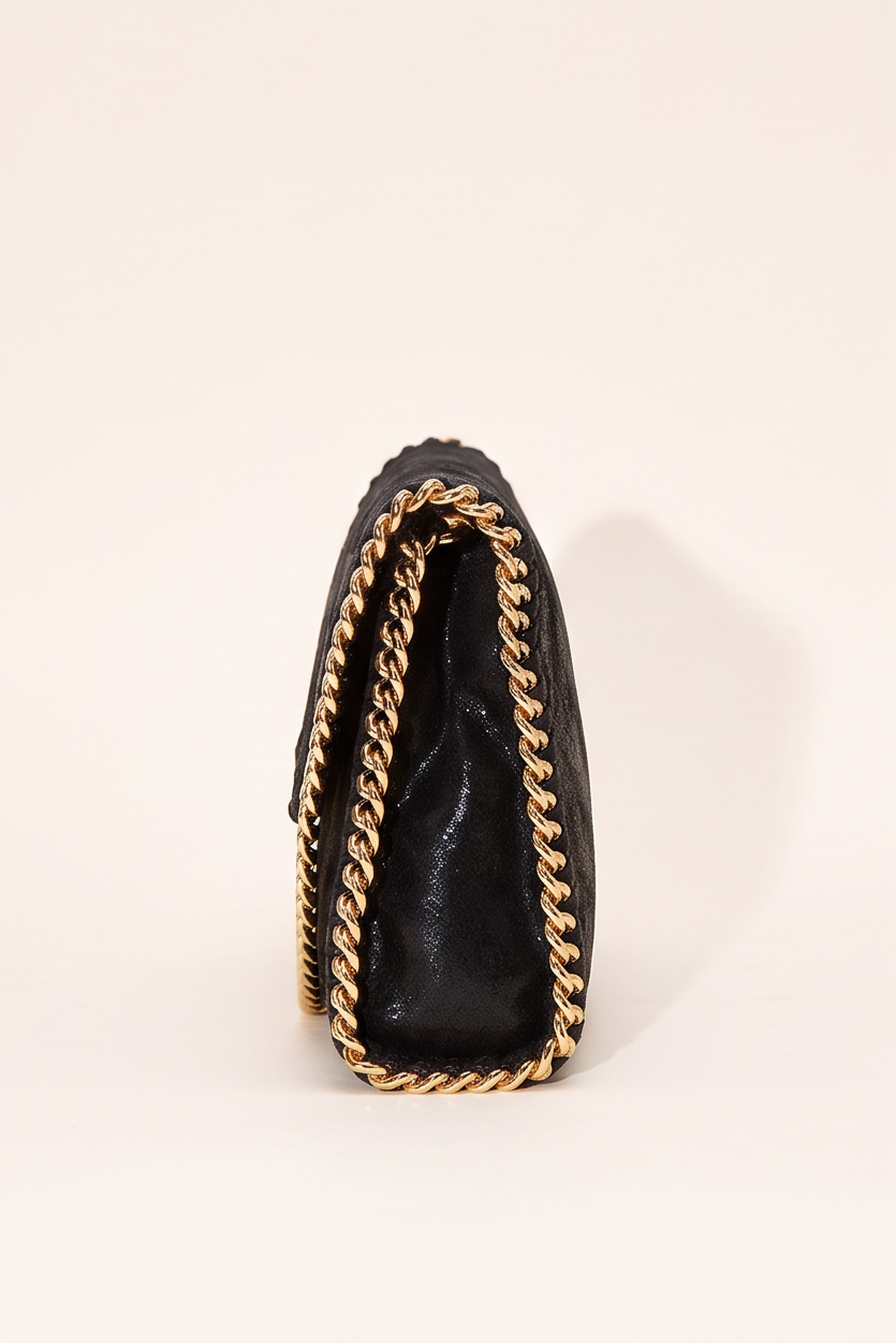 Cleo Faux Suede Chain Trim Crossbody Bag