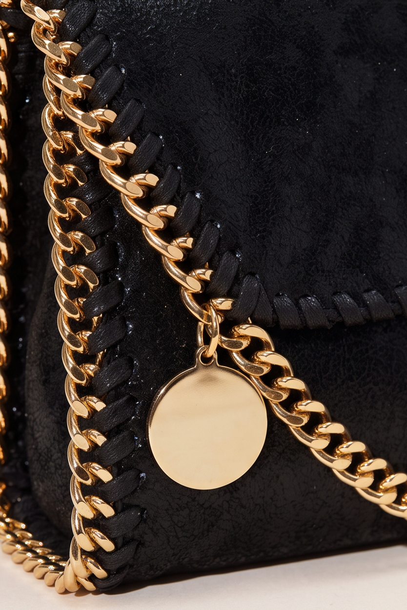 Cleo Faux Suede Chain Trim Crossbody Bag