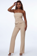 Dorothy Crystal Decor Strapless Two Piece Pant Set