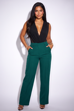 Dania Plunge Neck Pleated Overlap Bodysuit