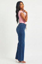 Dark Wash Front Tie High Rise Wide Leg Jeans