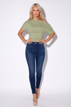 Dark Wash Gradient Mid Rise Skinny Jeans