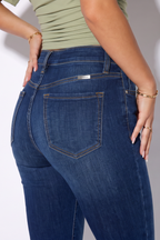 Dark Wash Gradient Mid Rise Skinny Jeans