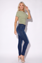 Dark Wash Gradient Mid Rise Skinny Jeans