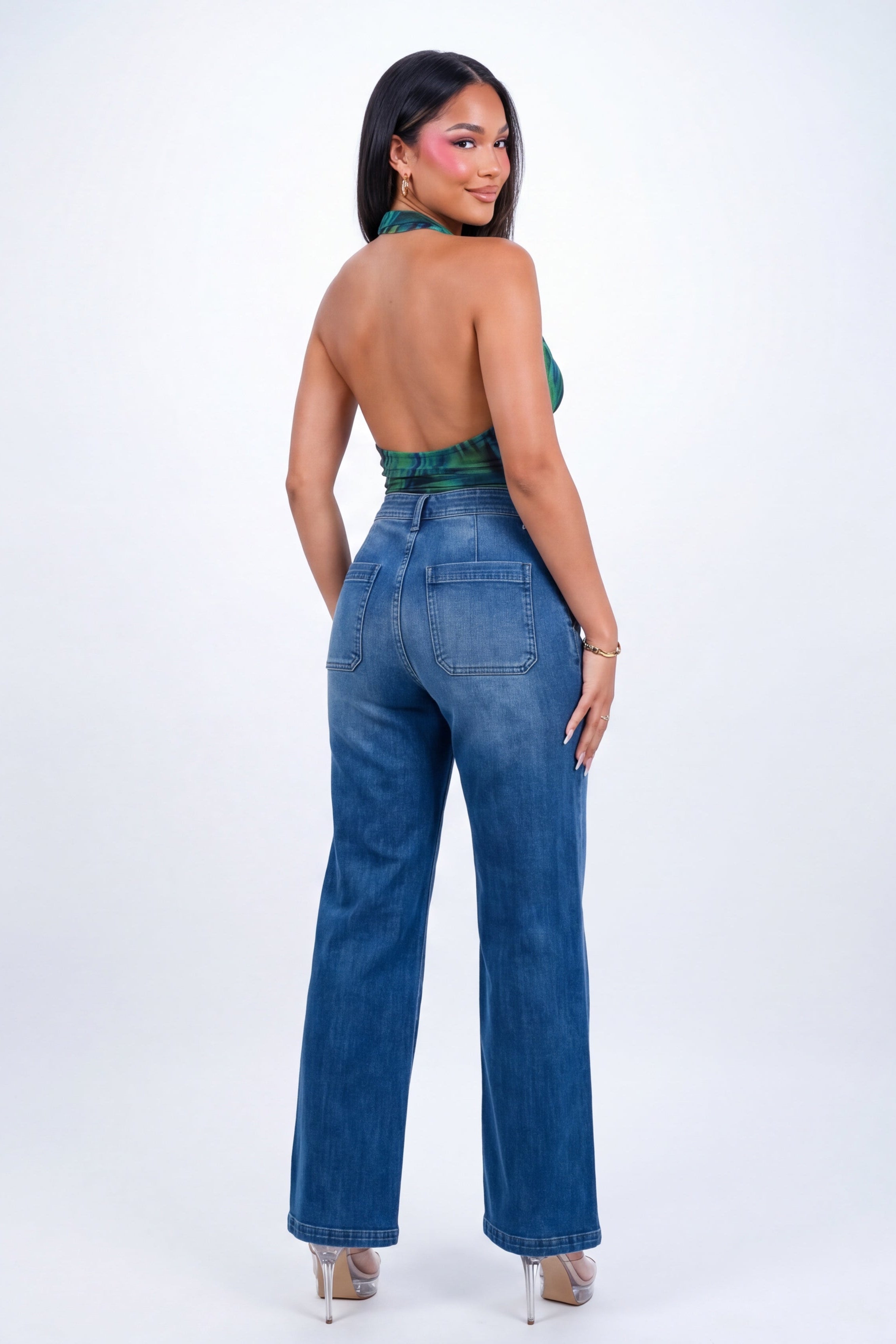 Dark Wash High Rise Wide Leg Jeans