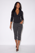 Cassandre Deep V Lace Trim Button Up Shirt