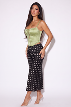 Delphine Bias Cut Polka Dot Midi Skirt