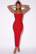 Demi Chevron Detail Strapless Bandage Maxi Dress