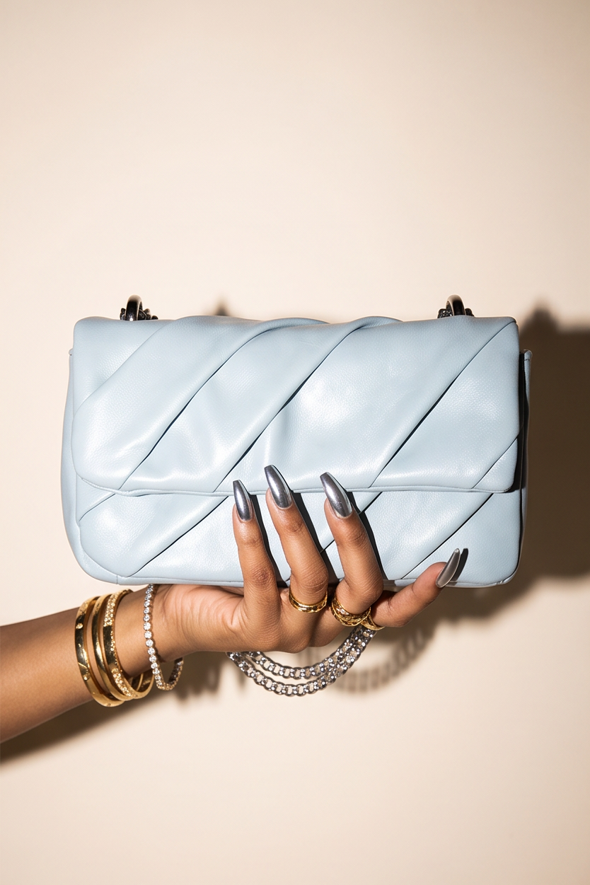 Elise Pleated Chain Strap Crossbody Flap Bag