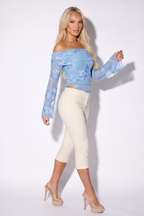 Elodie Floral Mesh Off Shoulder Bardot Top