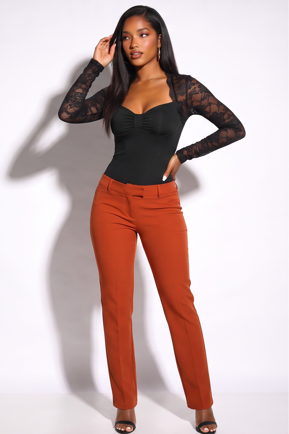Eloise Sweetheart Queen Anne Long Sleeve Top