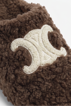 Cora Embroidered Logo Plush Shearling Platform Slippers