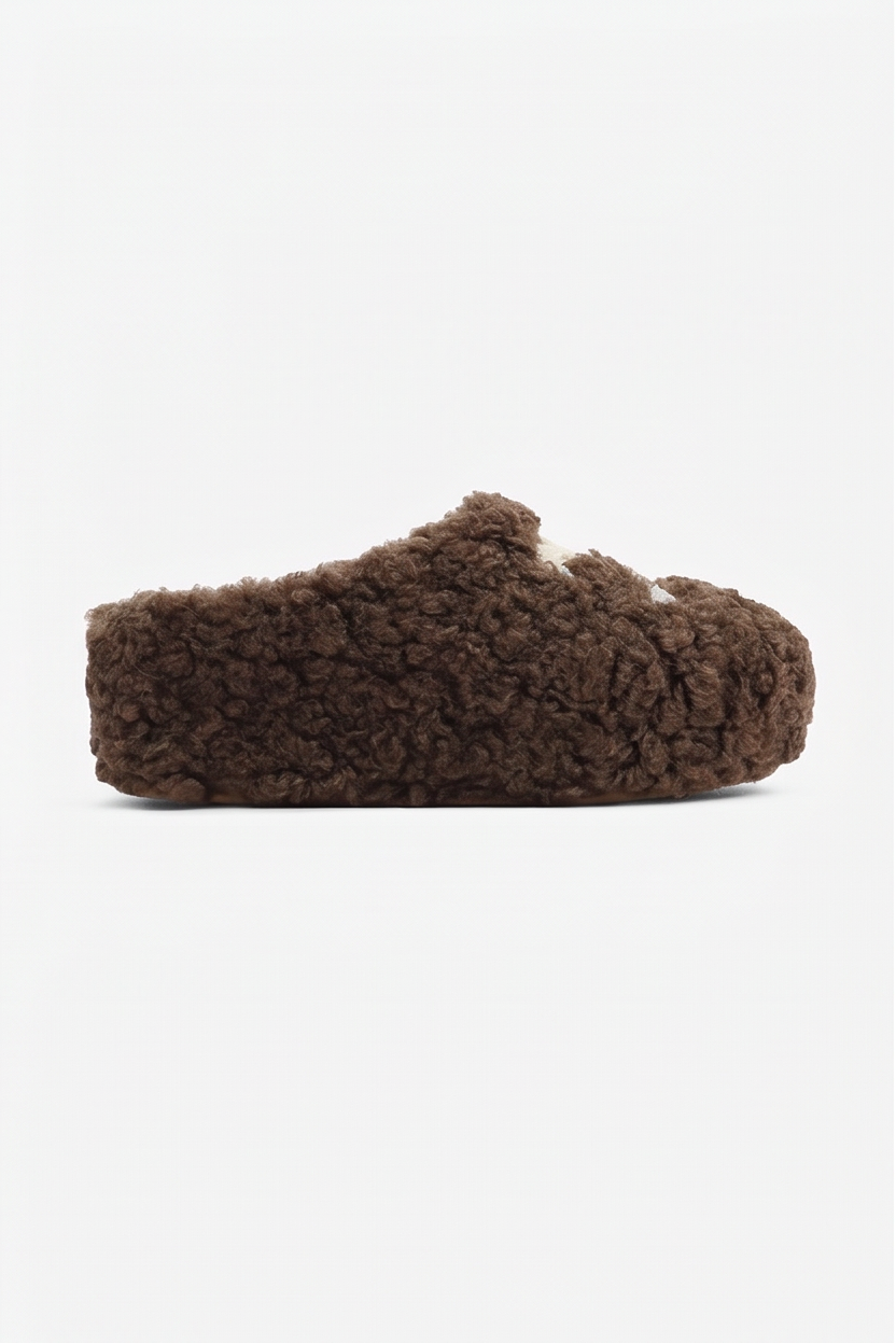 Cora Embroidered Logo Plush Shearling Platform Slippers