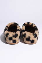 Cora Embroidered Logo Plush Shearling Platform Slippers