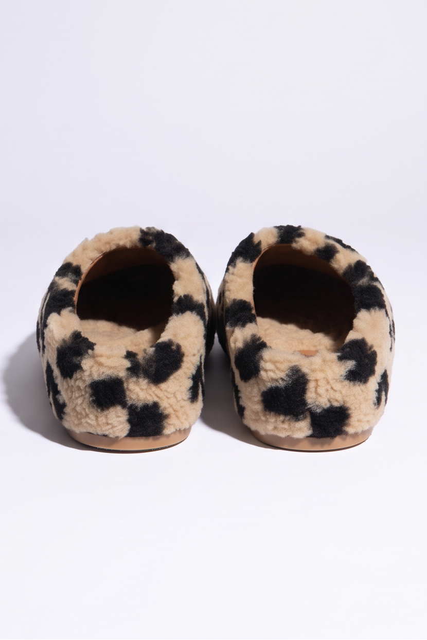 Cora Embroidered Logo Plush Shearling Platform Slippers
