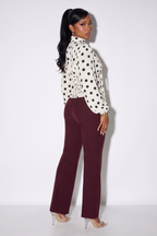 Estelle Polka Dot Scarf Neck Balloon Sleeve Blouse