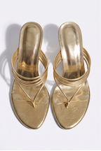 Zoya Strappy Thong High Heel Wedge Mules