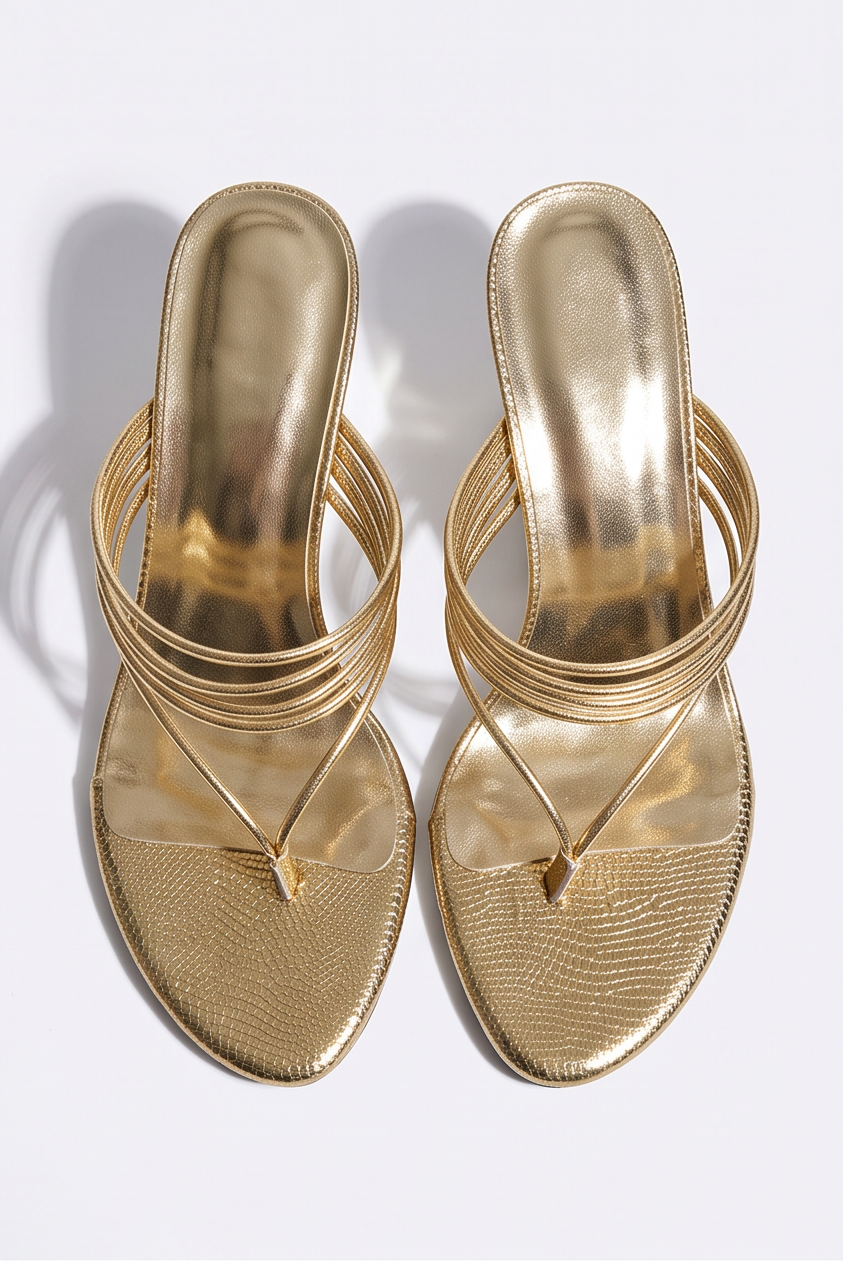 Zoya Strappy Thong High Heel Wedge Mules