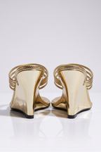 Zoya Strappy Thong High Heel Wedge Mules