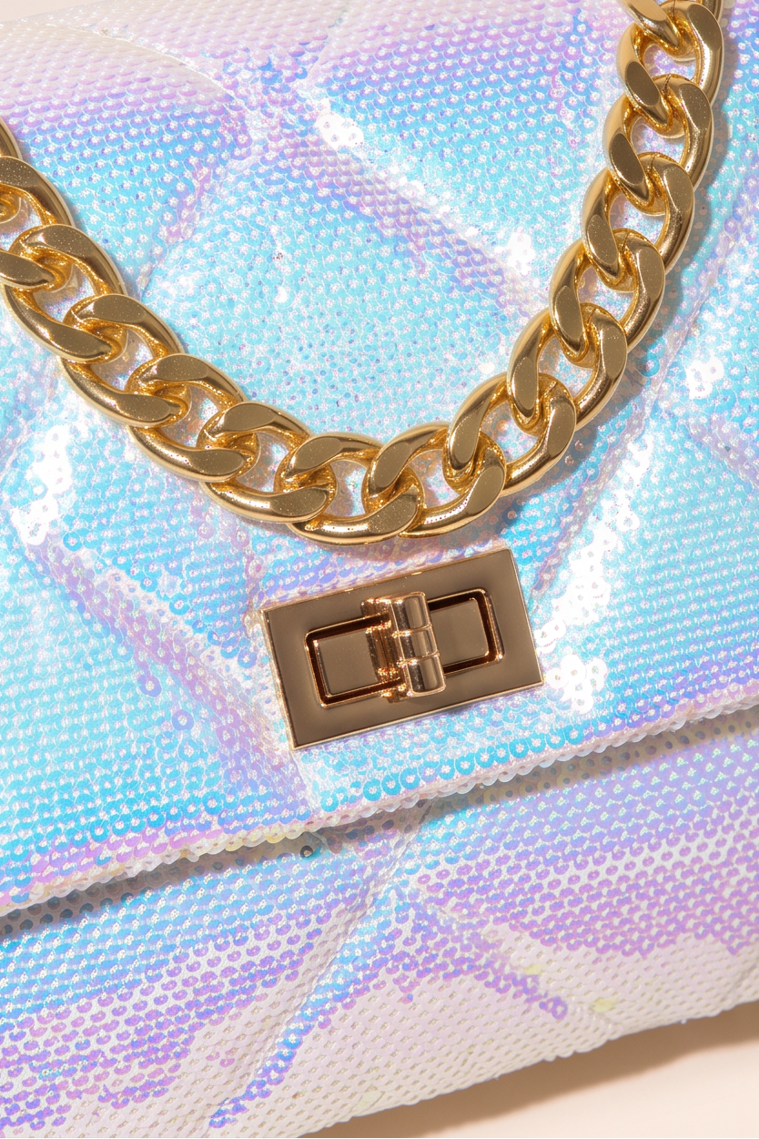 Lumia Quilted Sequin Chain Flap Shoulder Bag
