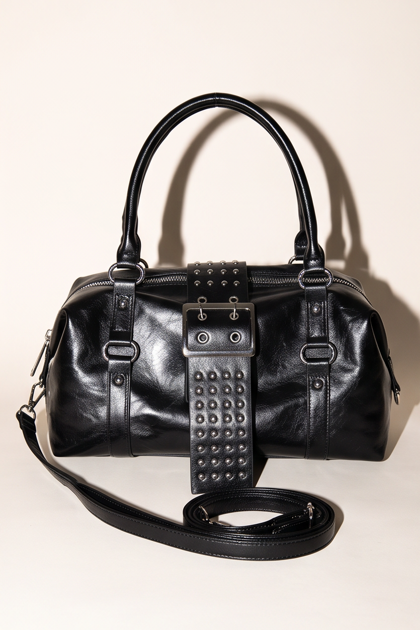 Jackie Studded Buckle Convertible Shoulder Bag