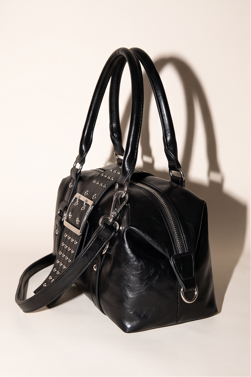 Jackie Studded Buckle Convertible Shoulder Bag