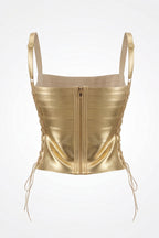 Natalie Metallic Lace Up Corset Bandage Top