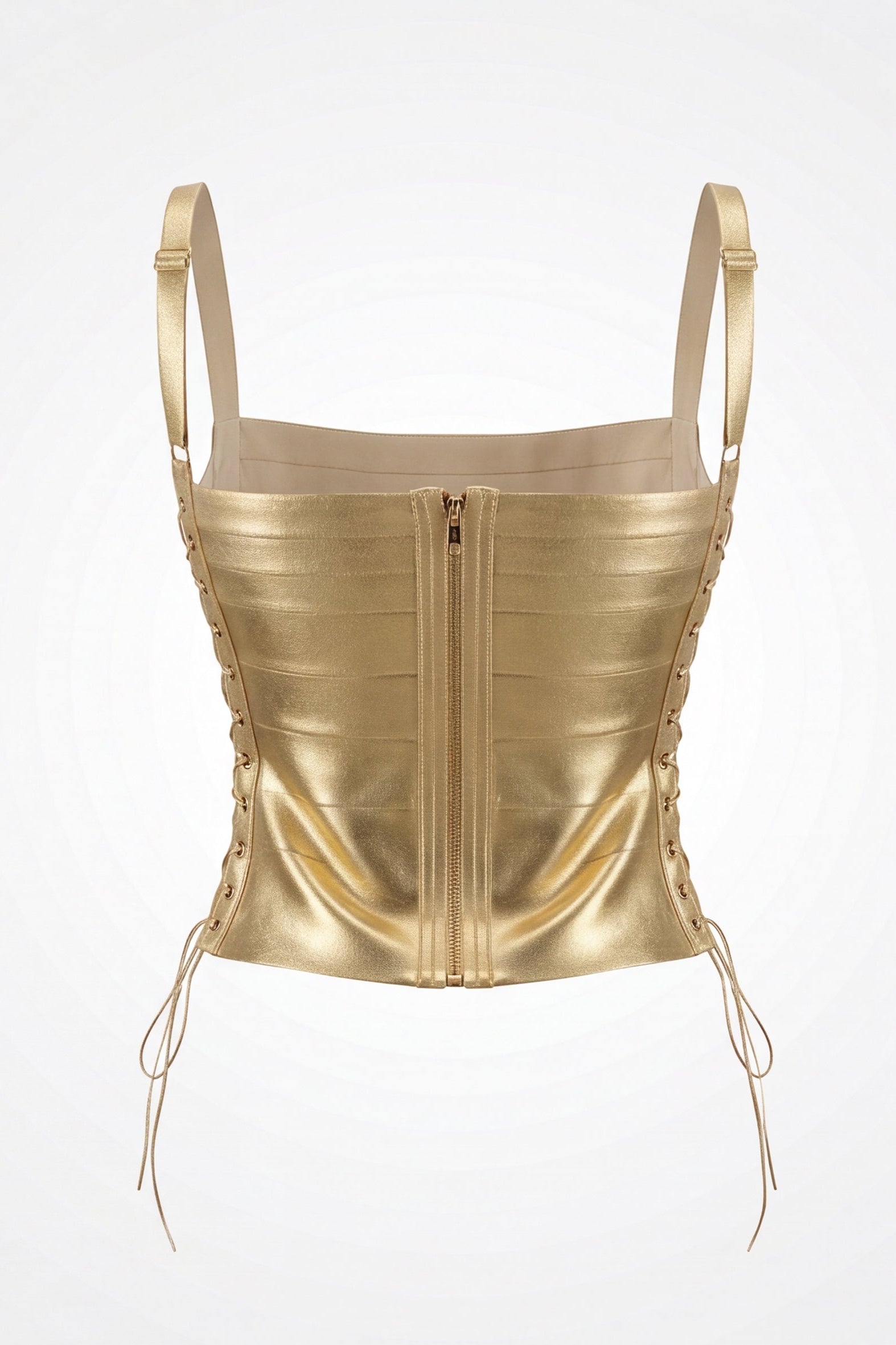 Natalie Metallic Lace Up Corset Bandage Top