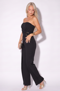 Haley Wrap Front Gold Trim Strapless Jumpsuit